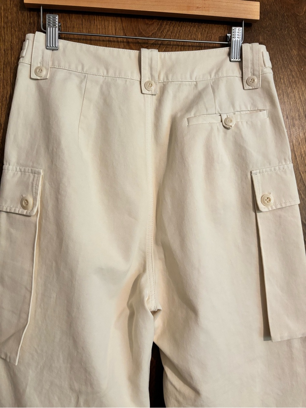 THE GREAT. Convoy Straight-Leg Cargo Pants in Cream - Picture 11 of 12